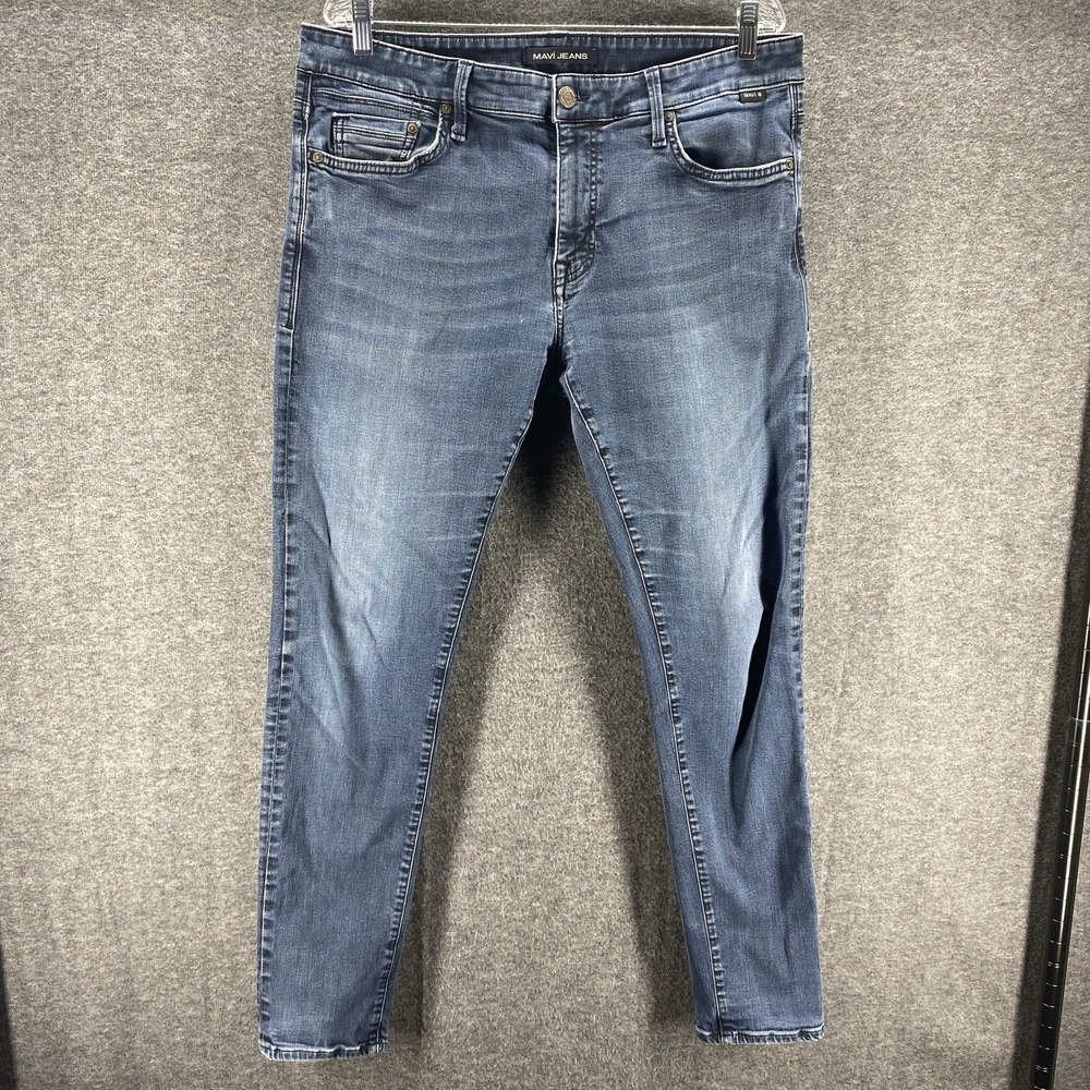 Mavi Jeans Slim Fit Men 35x30 Blue Stretch Denim Medium Dark Wash